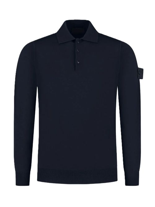 Maglione polo vestibilità loose con finta con bottoni navy Stone Island | L2S15 5100018 S00B4V0020 NAVY BLUE